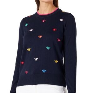 Joules Women’s Mariella Bee Insect Embroidered Sweater New Navy Blue Size 16